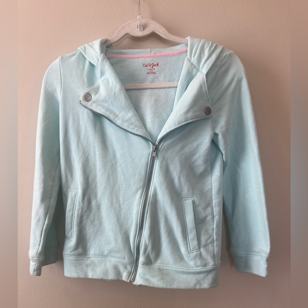 Cat & Jack unicorn asymmetrical zippered hooded sweatshirt girls large 10/12